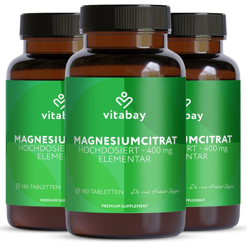 Vitabay Magnesiumcitrat hochdosiert – 540 vegane Tabletten Produktbild 