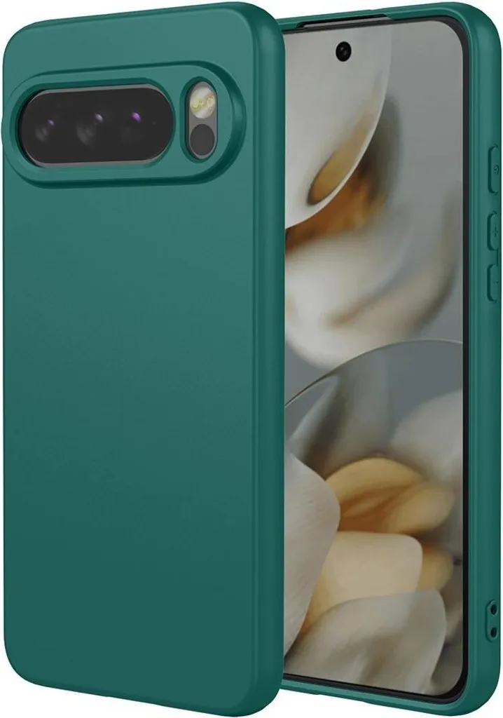 Custodia per Google Pixel 10 Pro XL - Cover posteriore in silicone Phonesta Soft Silk - Verde scuro