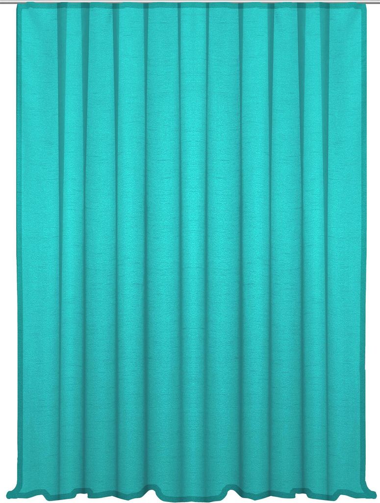 Vorhang türkis Kräuselband 300x245 cm Seidenglanz halbtransparent Gardine extra breit