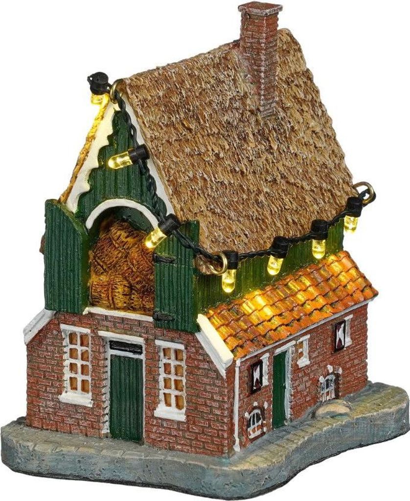 Luville Weihnachtshaus Altes holländisches Bauernhaus funkelnde Lichter batteriebetrieben 9,5x7x10,5 cm