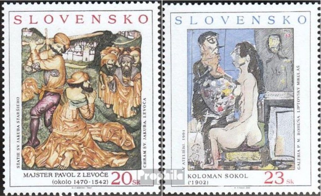 Briefmarken Slowakei 2002 Mi 441-442 (kompl.Ausg.) postfrisch Gemälde