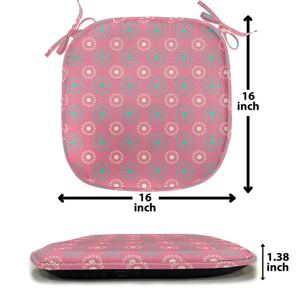 ABAKUHAUS Cuscini floreali per sedie da sala da pranzo, motivi floreali grandi e piccoli, cuscini decorativi impermeabili con cinturini per sedie da cucina, 40 cm x 40 cm, confezione da 4, rosa, verde acqua, bianco - 2