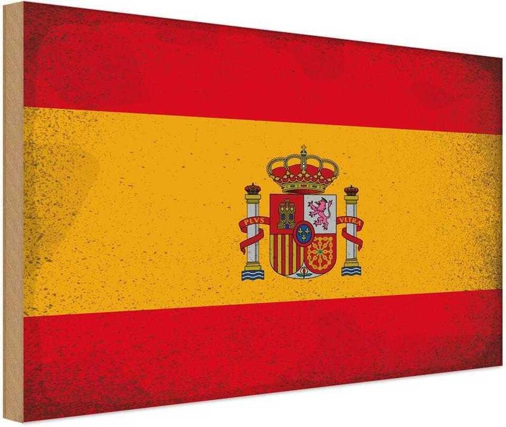 vianmo Holzschild 12x18 cm Spanien Spain Vintage Flagge Fahne Wappen