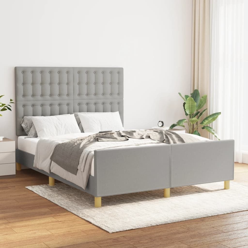 Maison Exclusive - Bettgestell ohne Matratze Hellgrau 140x190 cm Stoff