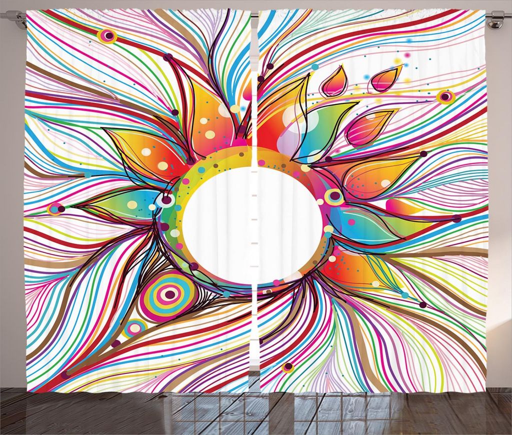 ABAKUHAUS Abstrakt Rustikaler Gardine, Wellenförmige Blumen-Blüten, Schlafzimmer Kräuselband Vorhang mit Schlaufen und Haken, 280 x 245 cm, Mehr...