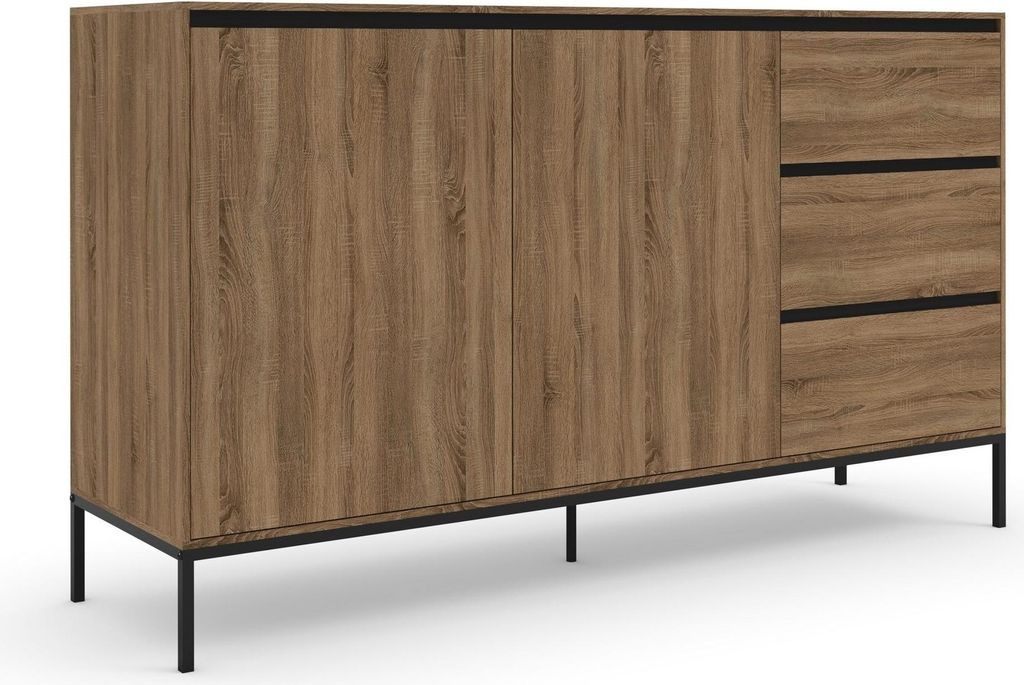 Kombikommode >Bari< in Eichenoptik Braun - 140x82x40cm (BxHxT)