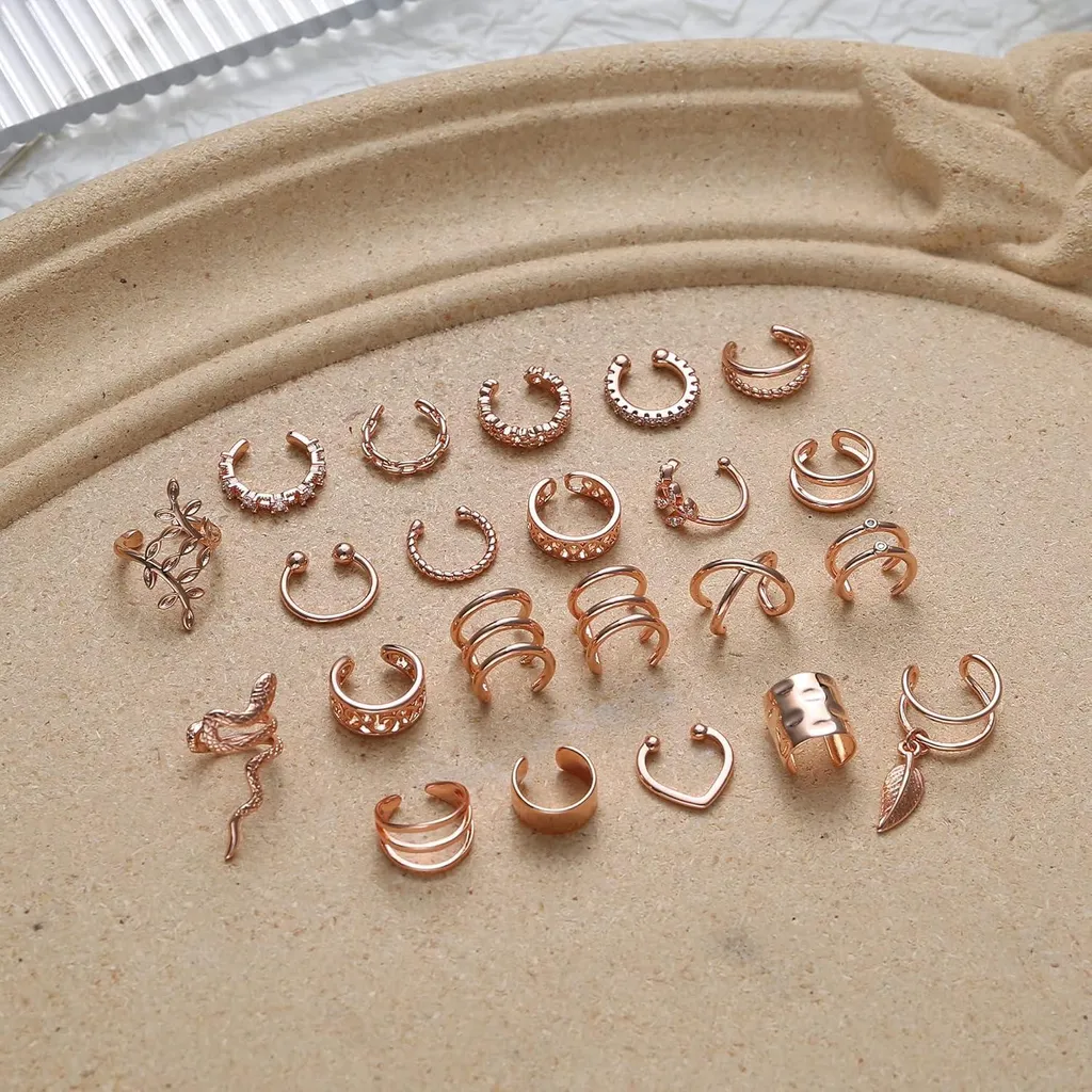 Boucles d'oreilles Clips et Ear Cuffs Lot de 22 Bijoux Fantaisie Femme - 5