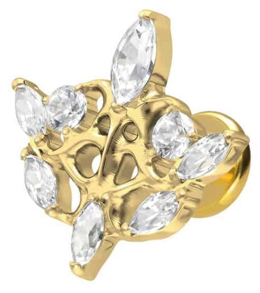 Ohrpiercing, Nasenpiercing Titan Labret mit Innengewinde GOTISCHES DESIGN Gold Stablänge: 5mm | Stabstärke: 1,2mm