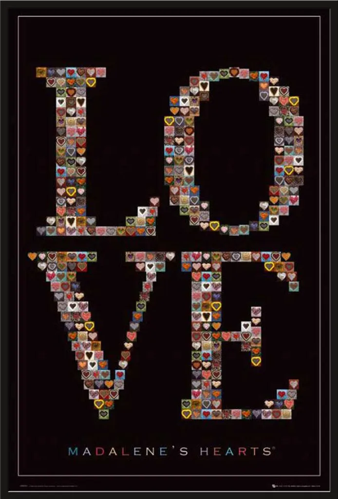 Affiche Madalenes Hearts Love avec Cadre Shinsuke Maxi Noir 61x91,5 cm