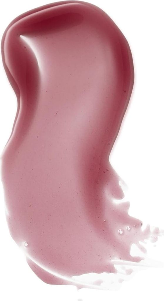 A swatch of pinkish-red lip oil on a white background.