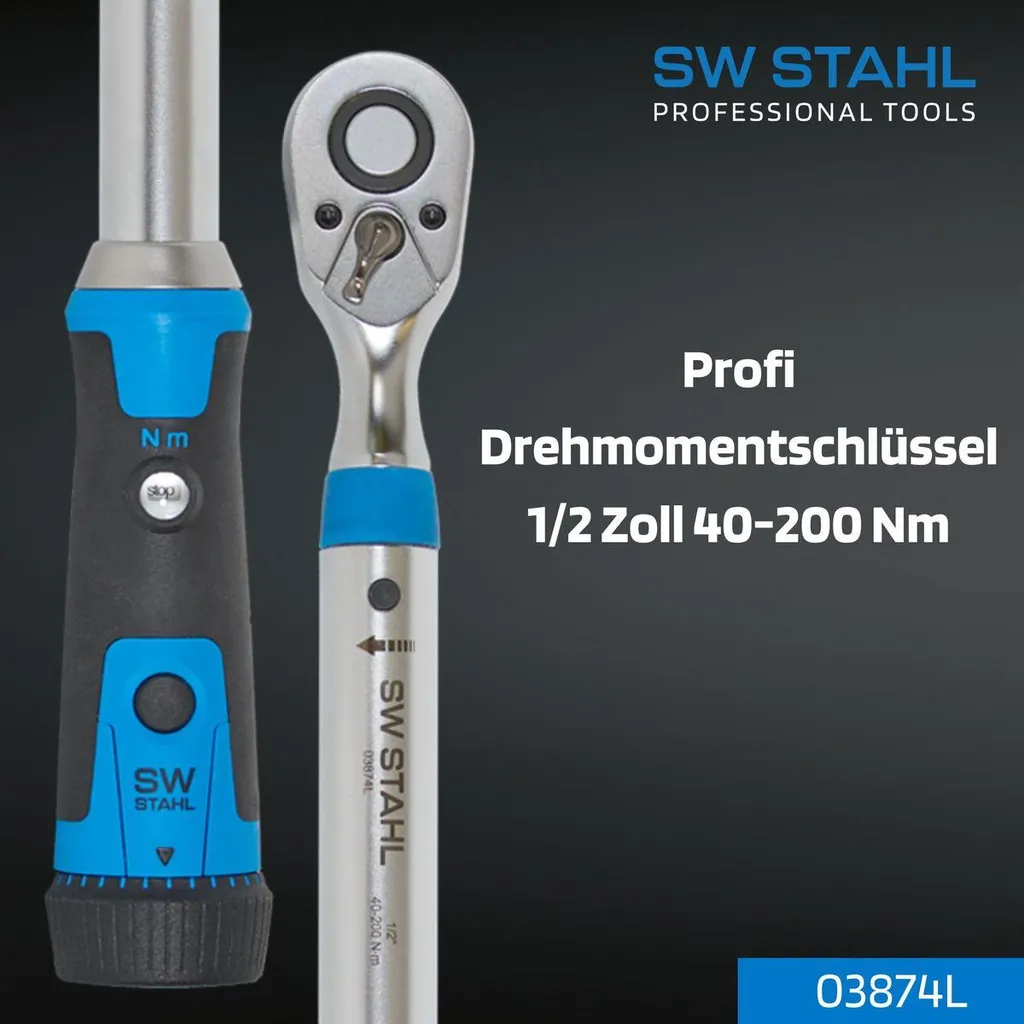 Clé dynamométrique 40-200 Nm haute précision acier 1/2 pouce réf 03874L - 3