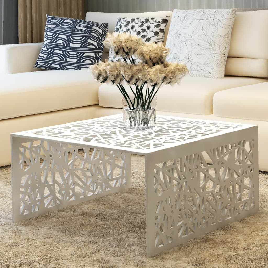 Maison Exclusive - Couchtisch Silbern Geometrisches Lochmuster Aluminium