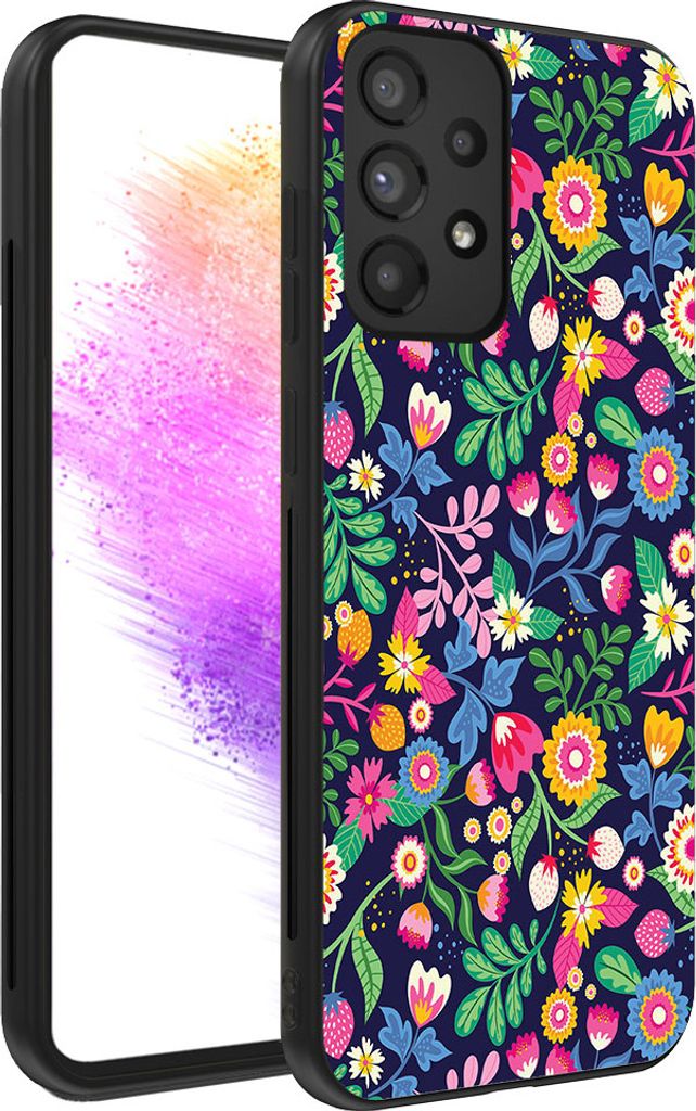 Smartphonica Handytasche passend für Samsung Galaxy A73 5G mit Blumendruck - TPU Back Cover Case Blumendesign