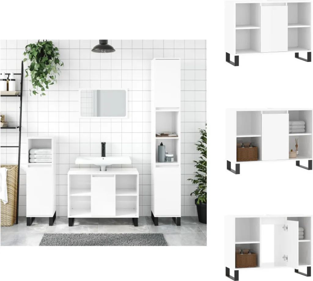 Base Bagno vidaXL Bianco Lucido 80x33x60 cm - Qualità e Convenienza