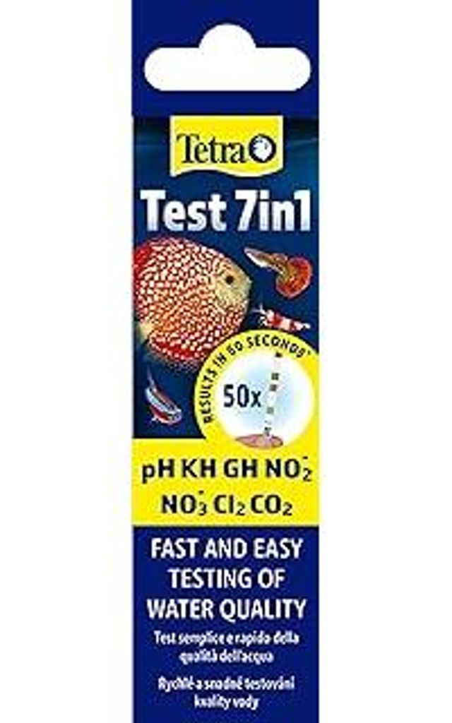 Tetra Test 7in1 - Wassertest für das Aquarium, schnelle und einfache Überprüfung der Wasserqualität, 1 Dose (50 Teststreifen)
