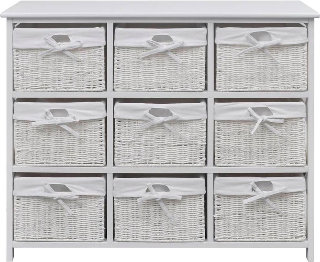 vidaXL Cassettiera con cestini Bianco Immagine del prodotto 