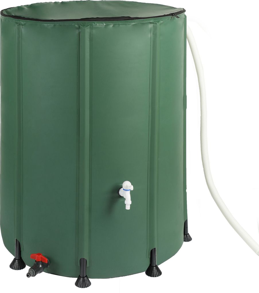 Dehner Regentonne, Regenfass faltbar, Regenwassertank Outdoor, ca. Ø 80 cm, Volumen 500 l, inkl. Auslaufhahn, PVC, dunkelgrün