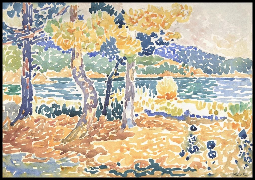 Plakat 100x70cm Pines, Henri-Edmond Cross Vintage für das Wohnzimmer