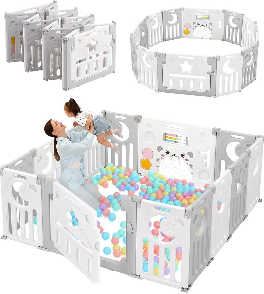 Dripex Laufgitter Laufstall Baby Absperrgitter 14-Paneele Produktbild