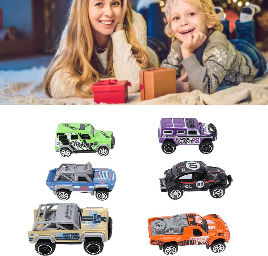 6-teiliges Mini-Automodell zum Sammeln, Legierung, zum Zurückziehen, Spielfahrzeug-Set für Kinder ab 3 Jahren