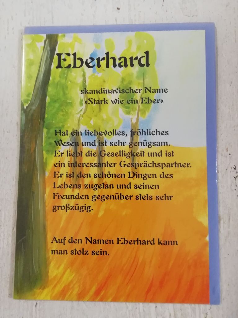 Namenskarten Karte mit Namen Eberhard