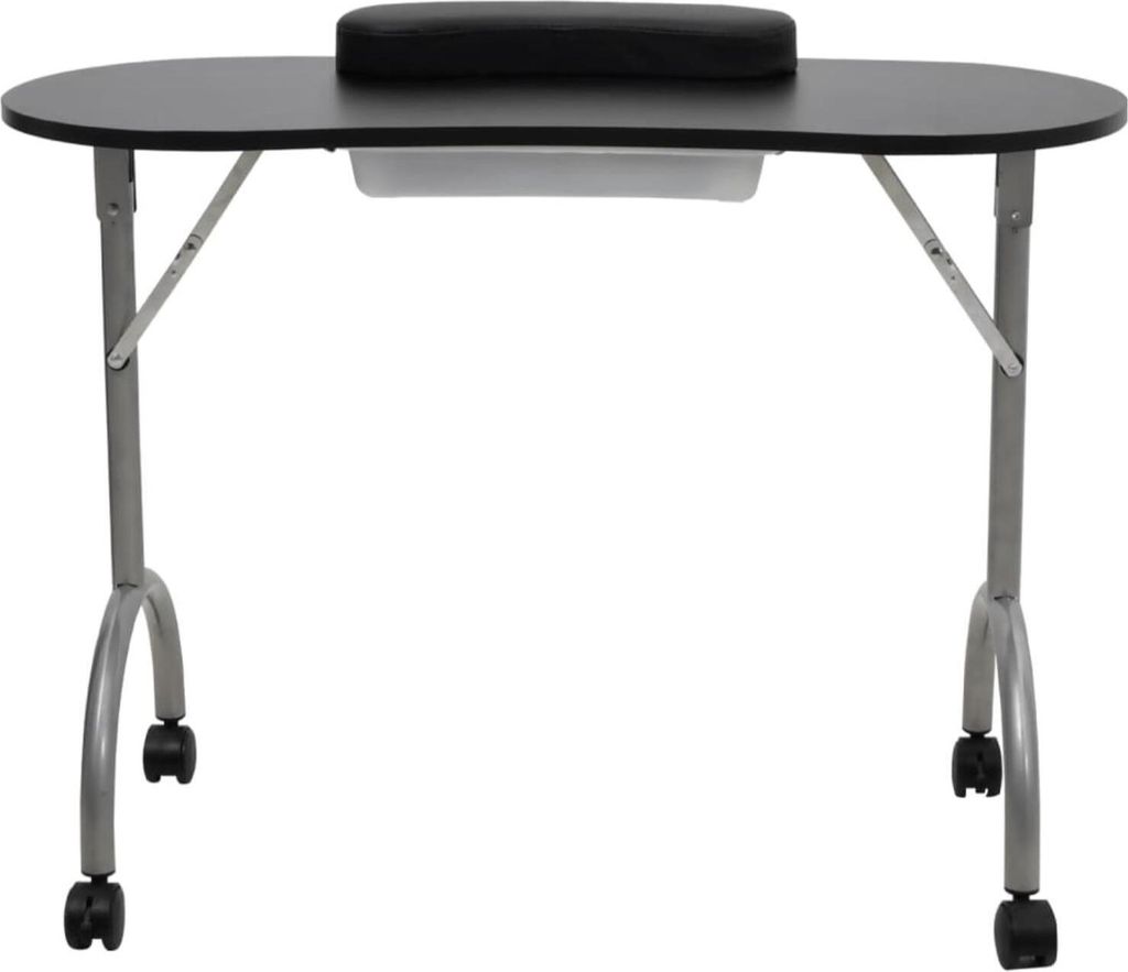 vidaXL Tavolo da manicure pieghevole con rotelle nero Immagine del prodotto 