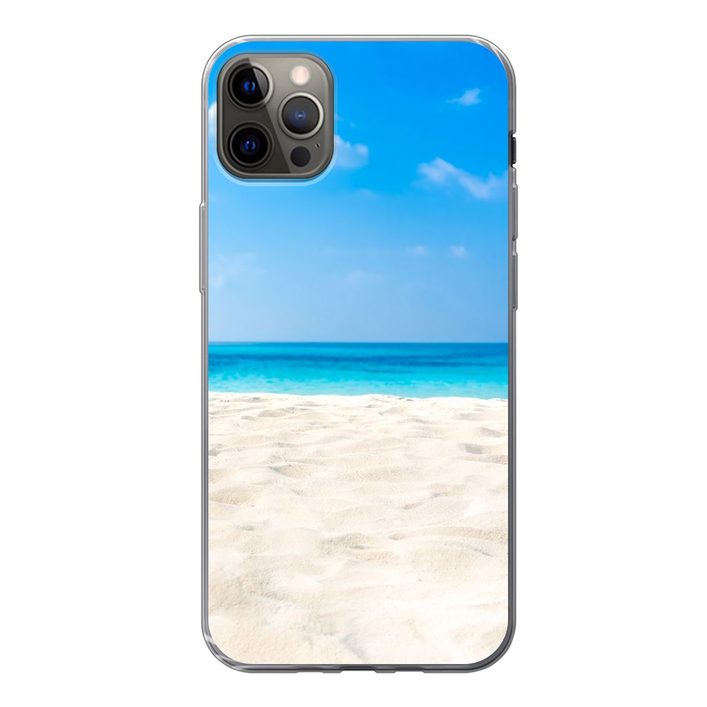 MuchoWow Handyhülle Schutzhülle Hülle für iPhone 12 Pro Max Strand - Meer - Sand Silikon Softcase Handy Hülle - Hartschale