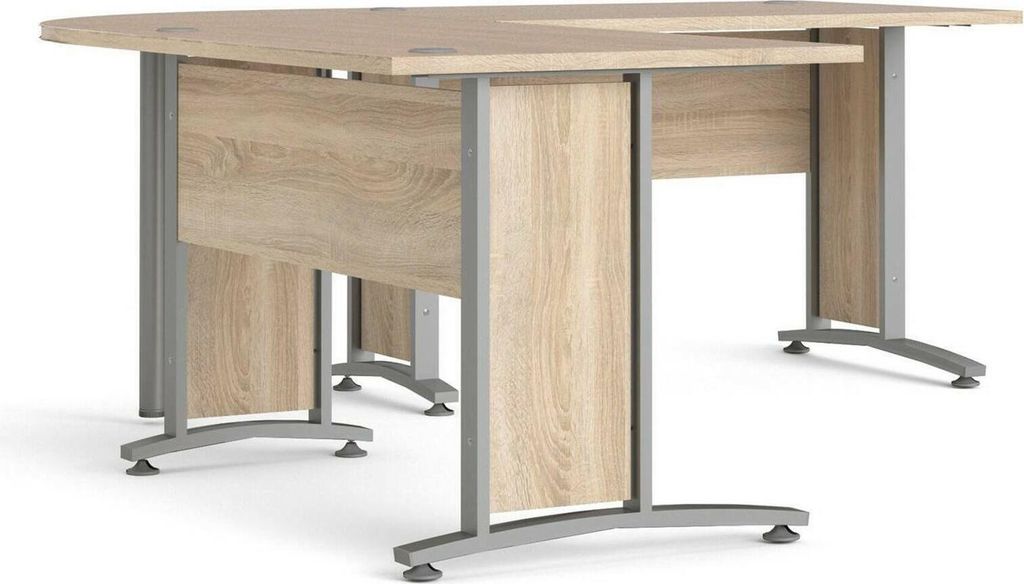 Schreibtisch Heling, Mehrzweckschreibtisch, Bürotisch für PC, Eckschreibtisch, 200x200 h75 cm, Grau und Eiche