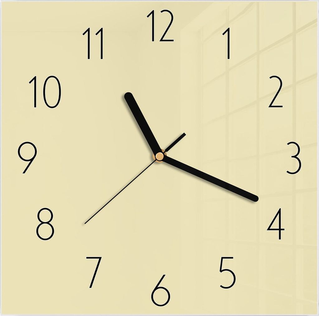 Wanduhr aus Glas mit Motiv Beiger Hintergrund- 30 x 30 cm - inkl. Aufhängesystem