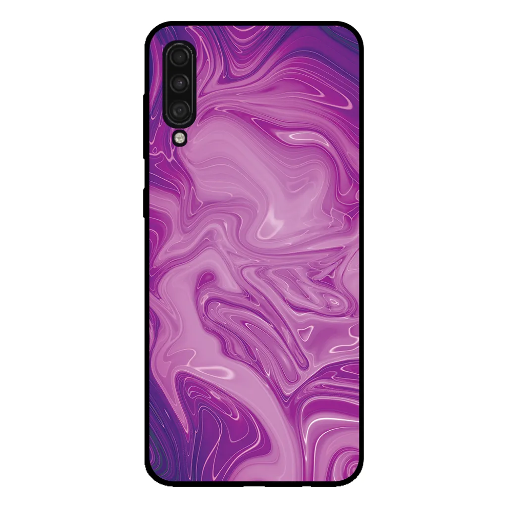 Smartphonica Custodia per Samsung Galaxy A50 con stampa in marmo - Custodia posteriore in TPU con design in marmo - Viola