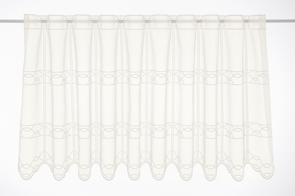 Gardinen Kranzusch Scheibengardine Stickerei auf Voile 60x400 cm H/B natur Bistrogardine Vorhang Küche 1er Pack
