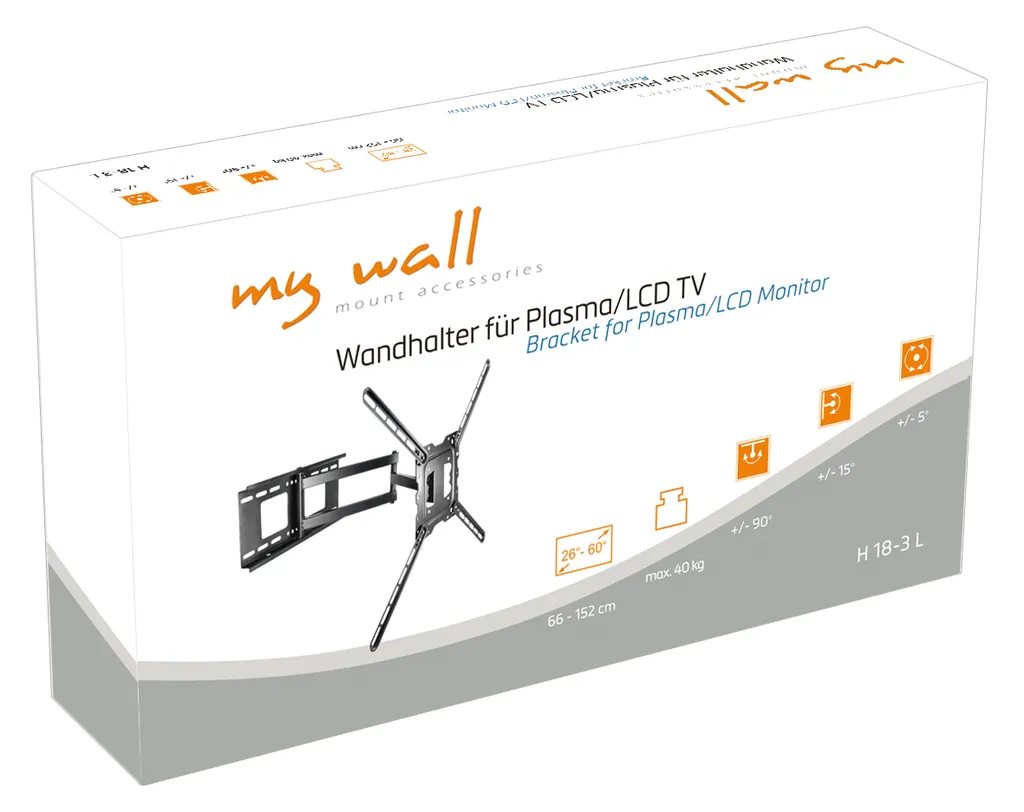 Support mural TV robuste 40 kg pour écran LCD 26-60 pouces, modèle H18-3 - 2