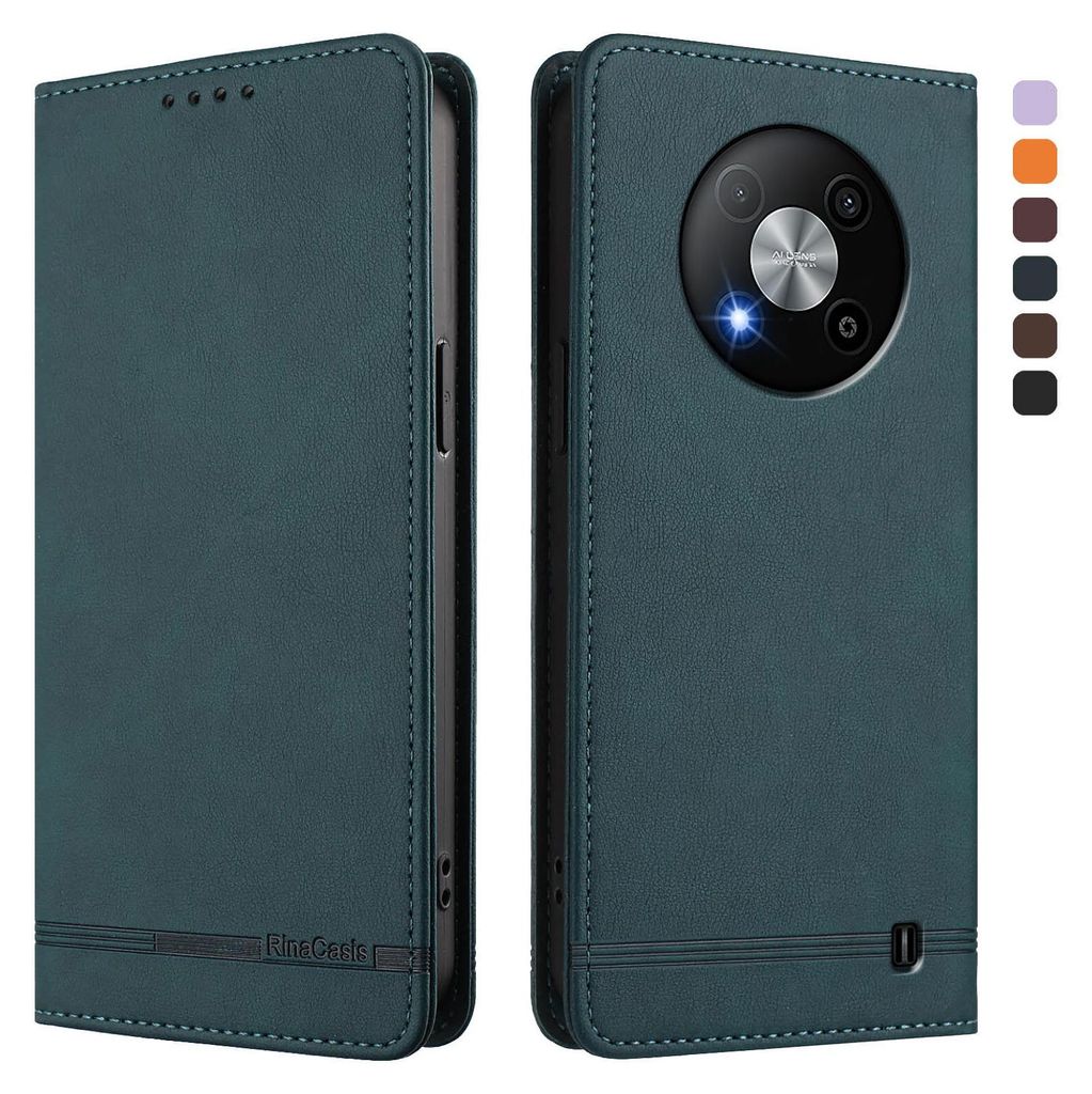 Hülle für ZTE Blade A73 5G, Retro Kunstleder Ständer Klapphülle mit Kartenfächer und Magnetische Grün