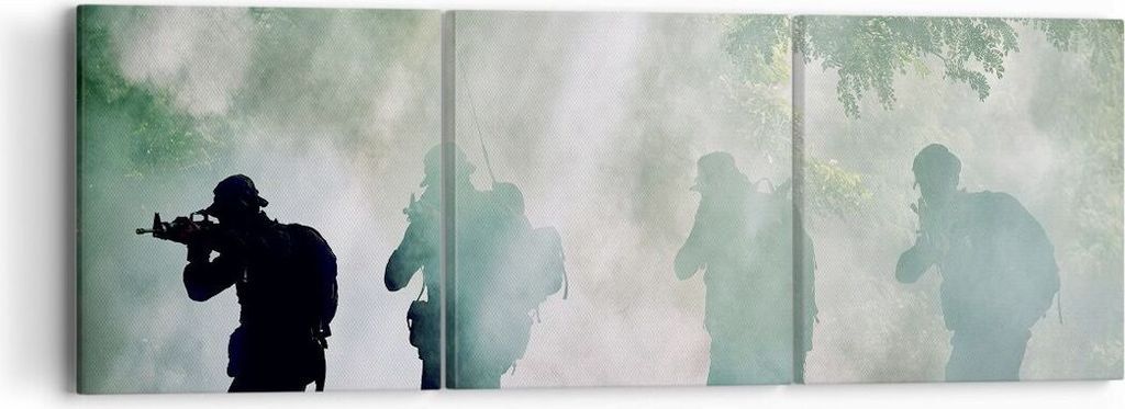 Bild auf Leinwand - Leinwandbild - Soldat Gewehr - 90x30cm - Wand Bild - Wanddeko - Wandbilder - Leinwanddruck - Bilder - Kunstdruck - Wanddekorati...