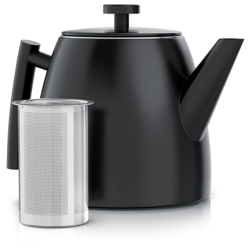 Arendo Teekanne mit Sieb, Teebereiter Edelstahl für losen Tee, Teefilter, Teesieb, 1l, Isolierkanne, Siebeinsatz Edelstahl, 1000ml, Doppelwandige ...
