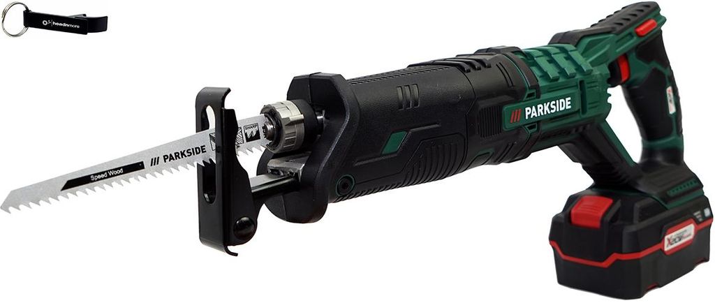 PARKSIDE 20V Akku Säbelsäge PSSA 20-Li (inkl. 4Ah Akku) +HEADNMORE Schlüsselanhänger im HEADNMORE Bundle
