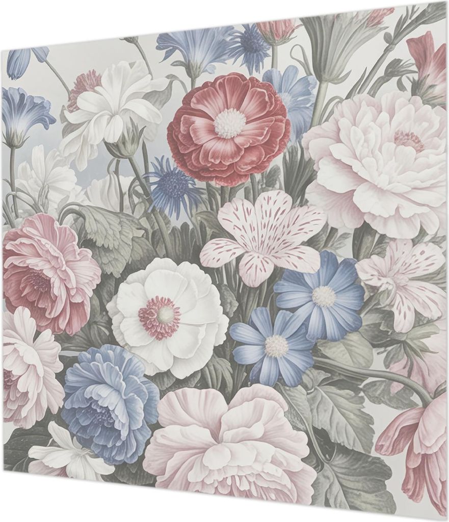 Wandtapete - Dekorative Tapete für Wohnzimmer - Tapetenfolie für Wanddekoration - 250x250 cm - Bunter Blumenstrauß