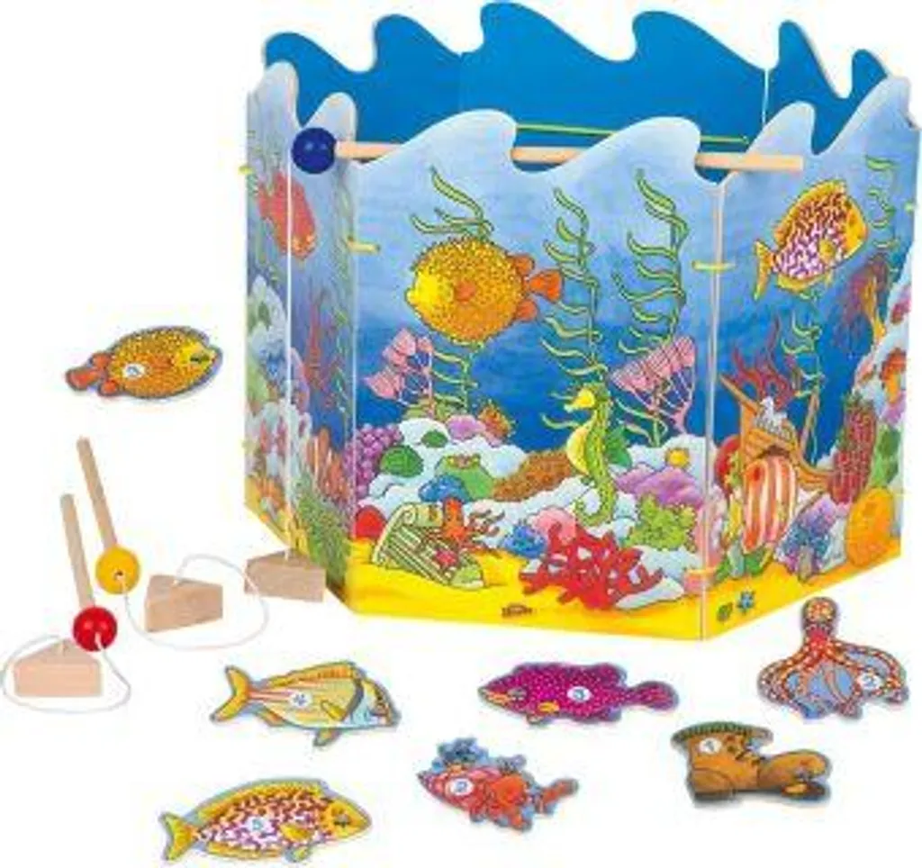 Jeu de pêche interactif et interactif avec cannes télescopiques bleues