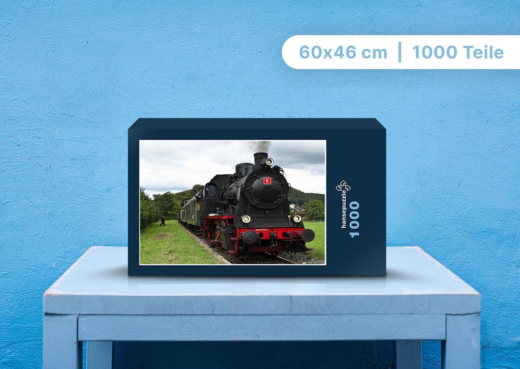 hansepuzzle 109831 - Dampflokomotive Puzzle, 1000 Teile, Fortbewegung, 60,0 x 46,0cm mit hochwertiger Aufbewahrung, Kartonbox & Beutel