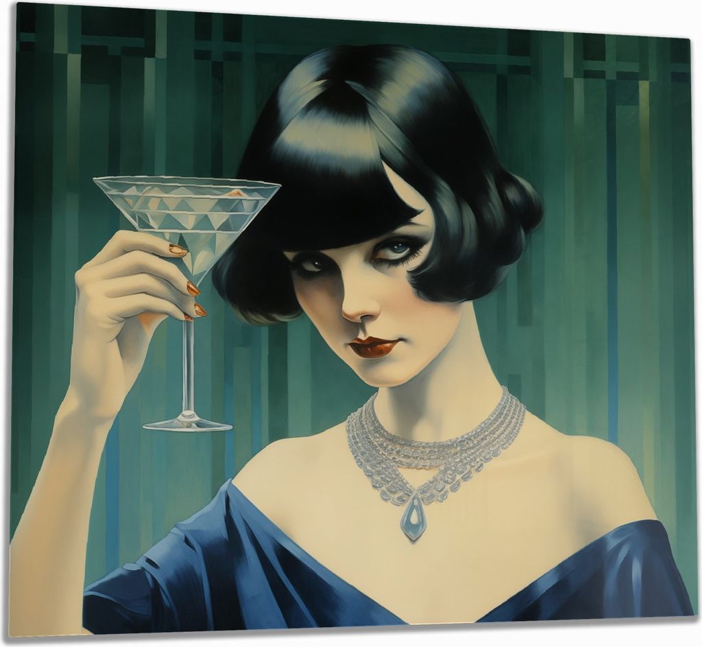 Wallario Herdabdeckplatte aus Glas, Größe 60 x 52 cm 1-teilig, Motiv Cocktailabend