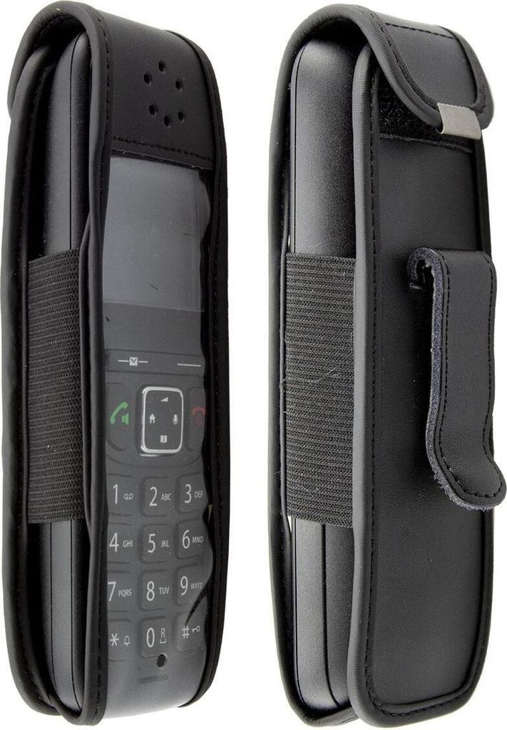 caseroxx Ledertasche mit Gürtelclip kompatibel mit Gigaset AS690 aus Echtleder, Tasche mit Gürtelclip und Sichtfenster