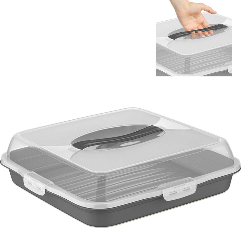 Lafo Kuchen Transportbox 31x31x28cm - Transparent Mit Satinband & Karten