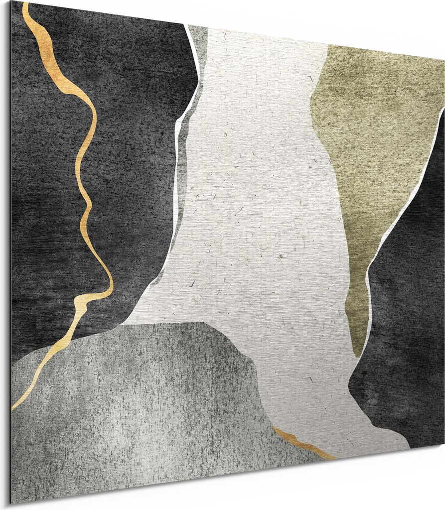DEQORI Alu-Dibond Bild Silber 80x60 cm 'Die Naturtextur' Wandbild Metall dünn Design