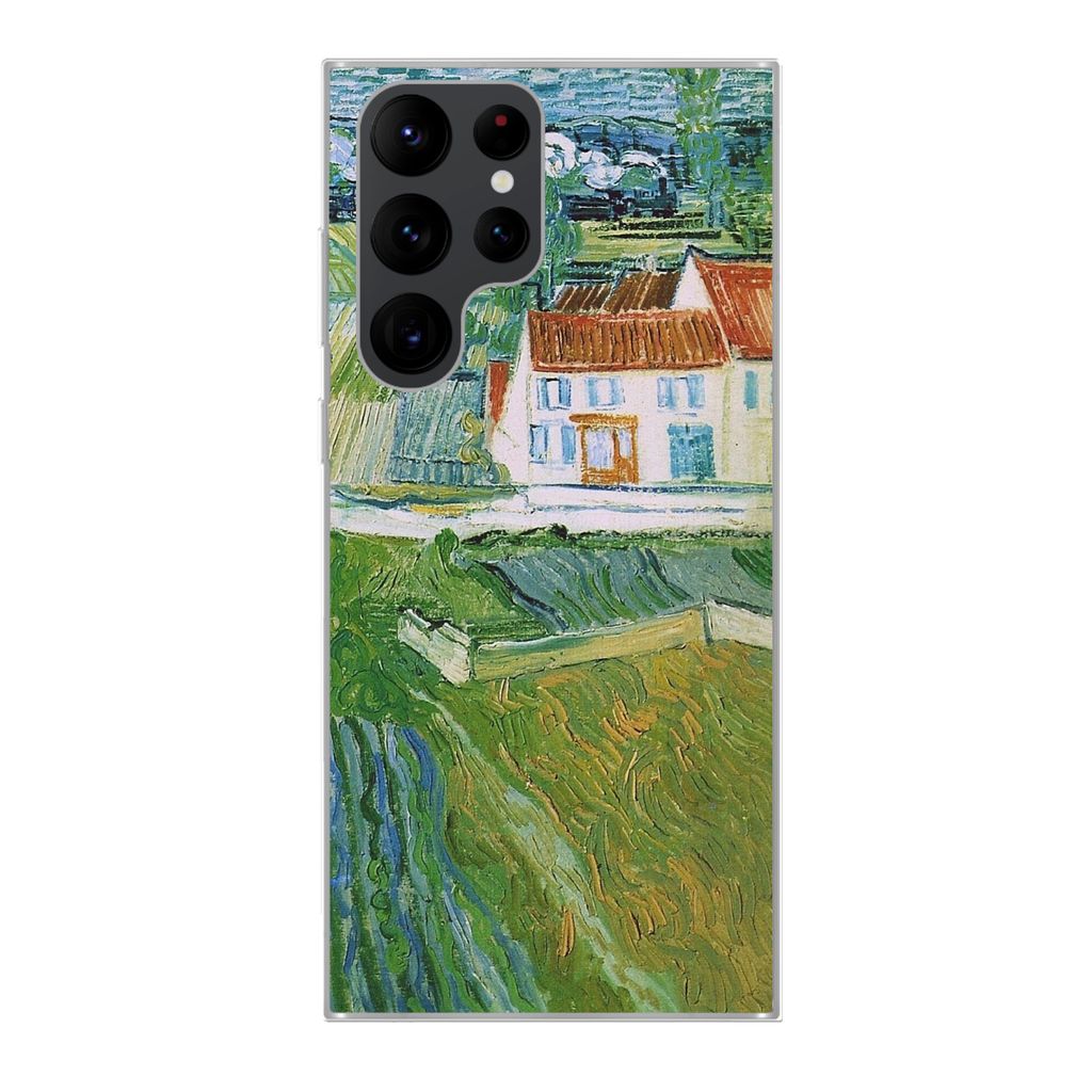 MuchoWow Handyhülle Schutzhülle Hülle für Samsung Galaxy S22 Ultra Landschaft mit Kutsche und Zug - Vincent van Gogh Silikon Softcase Handy H...