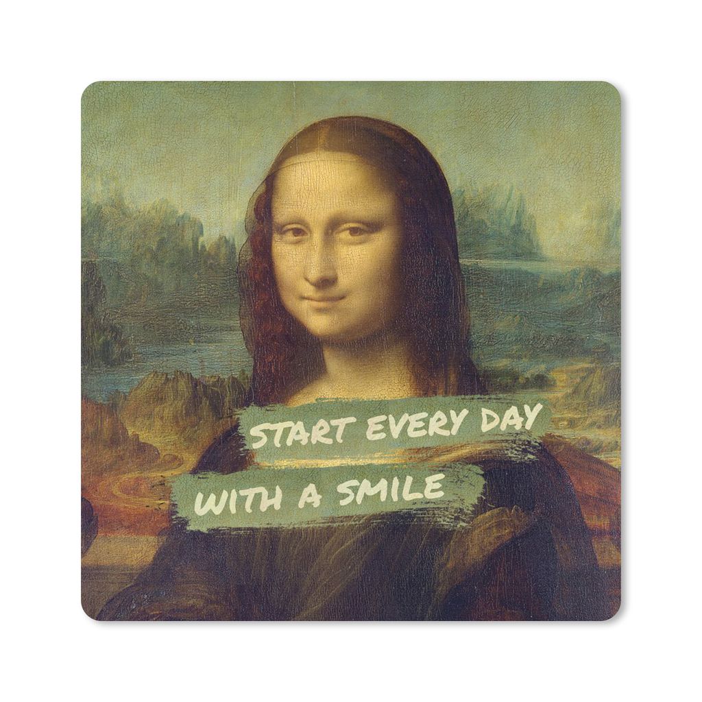 MuchoWow Mauspad Mousepad Mona Lisa - Zitat - Da Vinci 30x30 cm - Mousepads - Maus Mat - Pad - Mausunterlage - Gaming