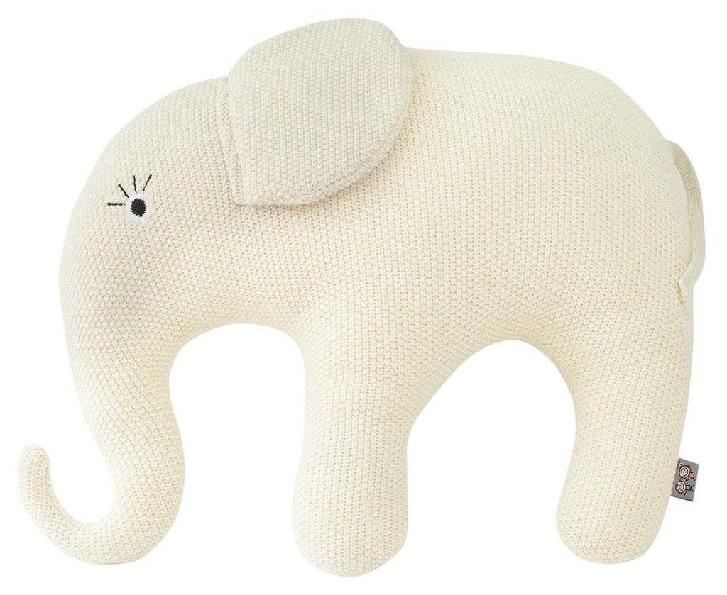 Großes Baumwollstrickplüschtier Elefan - 38 x 44 cm - Naturbeige | by SEVIRA KIDS