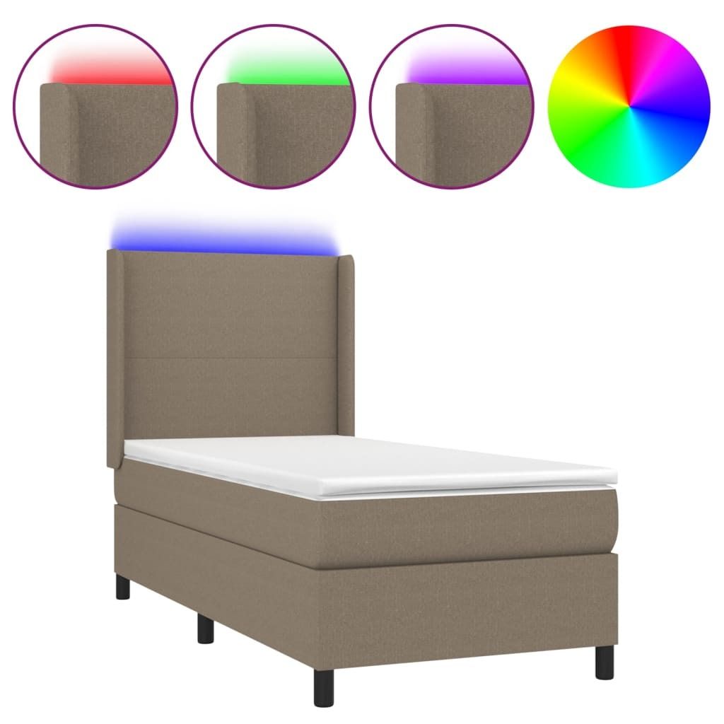 "WINTER SALE"Boxspringbett - Einzelbett/Jugendbett mit Lattenrost - mit Matratze & LED Taupe 90x190cm Stoff - Klassische Betten NeuMöbel320864