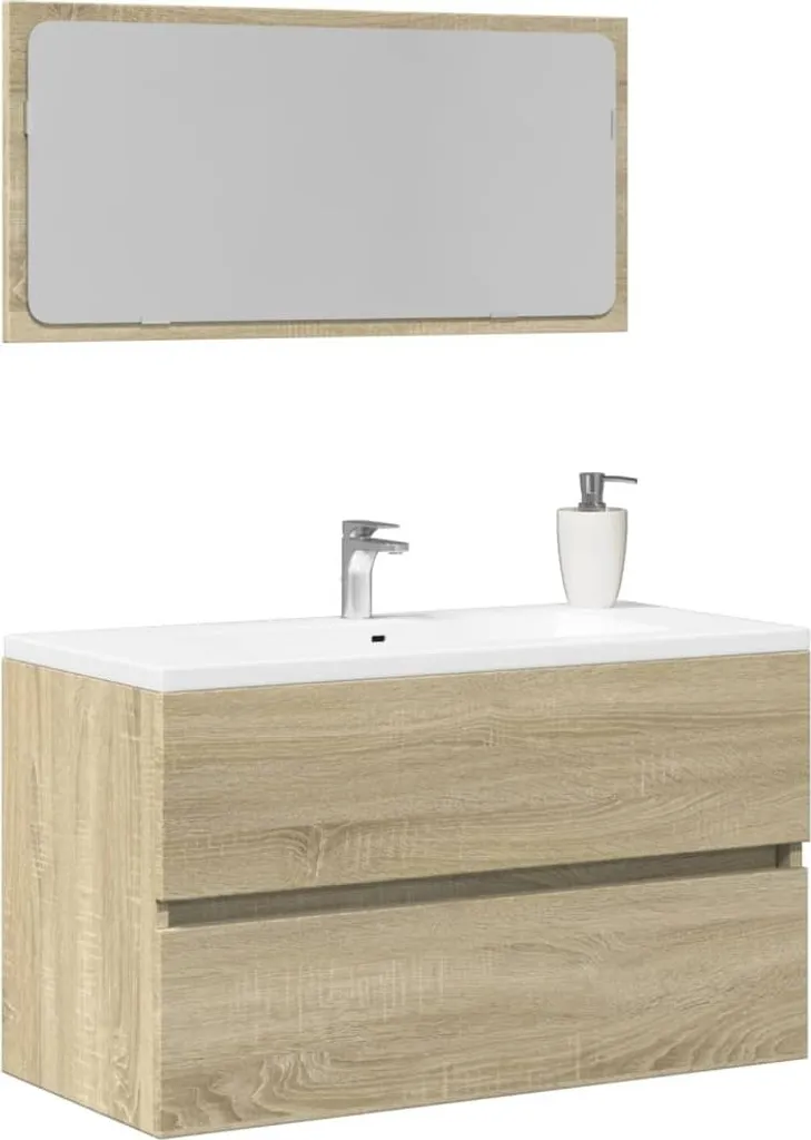 Mobile Bagno Moderno Rovere Sonoma 80cm con Specchio | Offerta 2025