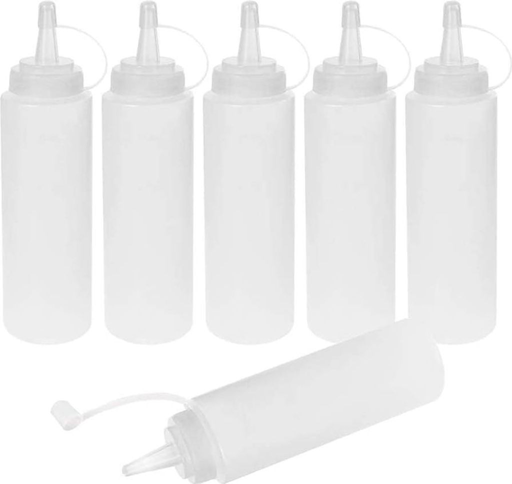 Allecto Premium - Sprayflasche Knijpfles Set von 6 250 ml Kniefreie und 100% BPA-freie Kunststoffflaschen Kräuterstreuer für Gewürze Saucen Dres...