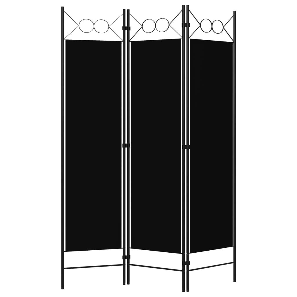 vidaXL Séparateur de pièce 3 pièces noir 120 x 180 cm Image du produit 